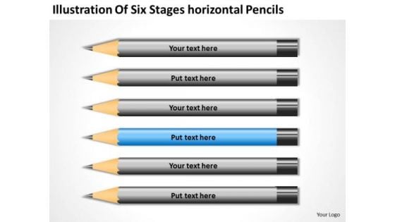 Illustration Of Six Stages Horizontal Pencils Ppt Basic Business Plan PowerPoint Slides