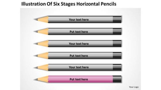 Illustration Of Six Stages Horizontal Pencils Ppt Business Plan PowerPoint Slides