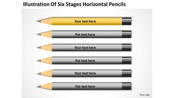 Illustration Of Six Stages Horizontal Pencils Ppt Business Plans PowerPoint Templates