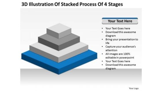 Illustration Of Stacked Process 4 Stages Ppt Business Plan For PowerPoint Templates