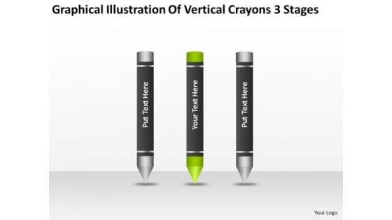 Illustration Of Vertical Crayons 3 Stages Business Plan PowerPoint Slides