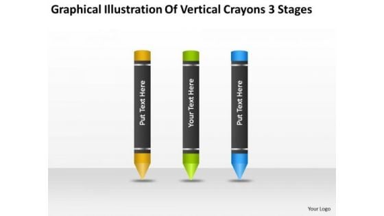 Illustration Of Vertical Crayons 3 Stages Ppt Bottled Water Business Plan PowerPoint Templates