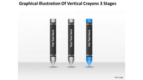 Illustration Of Vertical Crayons 3 Stages Ppt Business Plan Template PowerPoint Templates