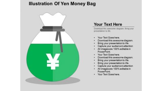 Illustration Of Yen Money Bag PowerPoint Templates