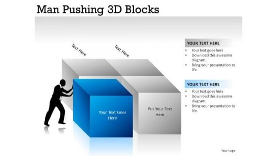 Image Isolated Man Pushing 3d Blocks PowerPoint Slides And Ppt Diagram Templates