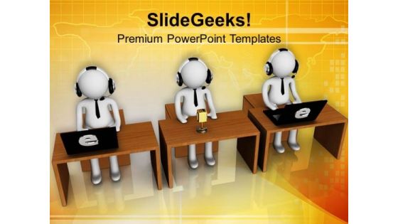 Image Of 3d Men In Call Center PowerPoint Templates Ppt Backgrounds For Slides 0713