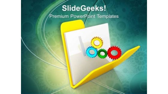 Image Of Gears In Folder PowerPoint Templates Ppt Backgrounds For Slides 0713