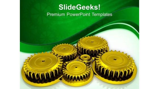 Image Of Golden Gears PowerPoint Templates Ppt Backgrounds For Slides 0713