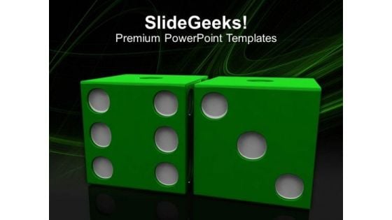 Image Of Green Dices On Grey Backgrounds PowerPoint Templates Ppt Backgrounds For Slides 0213