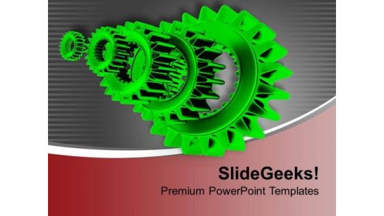 Image Of Green Metal Gears PowerPoint Templates Ppt Backgrounds For Slides 0713