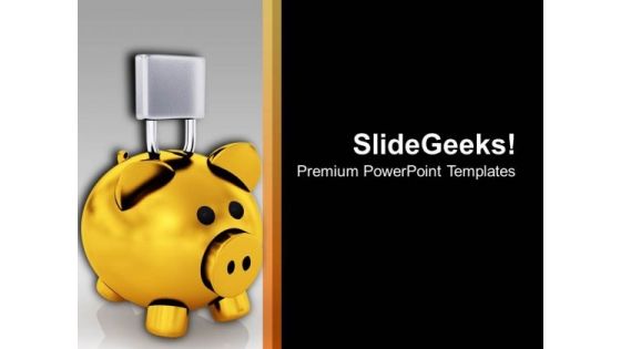 Image Of Locked Piggy Bank PowerPoint Templates Ppt Backgrounds For Slides 0213