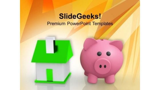 Image Of Piggy Bank With Home PowerPoint Templates Ppt Backgrounds For Slides 0213