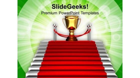 Image Of Stairway To Winner Trophy PowerPoint Templates Ppt Backgrounds For Slides 0213