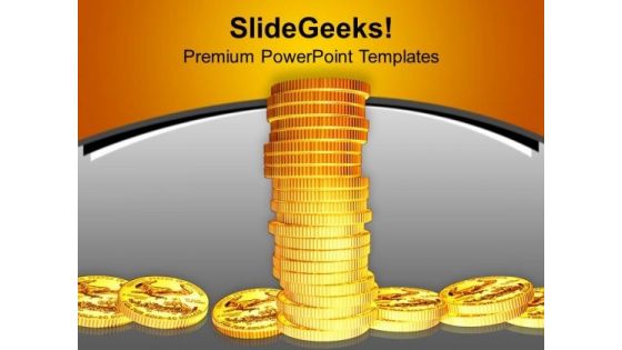 Image Of Tower Made Of Gold Coins PowerPoint Templates Ppt Backgrounds For Slides 0213