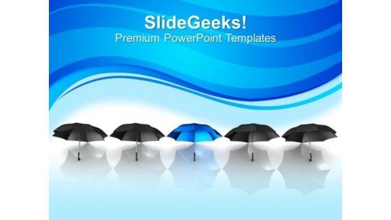 Image Of Unique Blue Umbrella PowerPoint Templates Ppt Backgrounds For Slides 0213