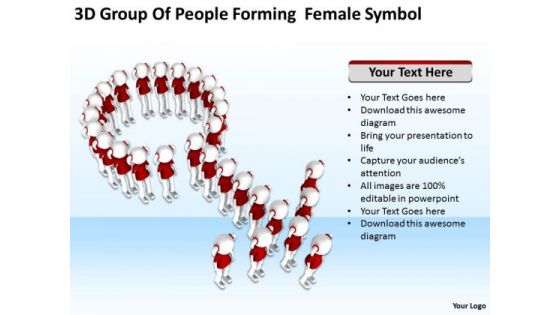 Images Of Business People 3d Group Forming Female Symbol PowerPoint Slides