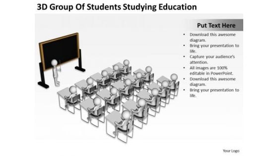 Images Of Business People 3d Group Students Studying Education PowerPoint Slides