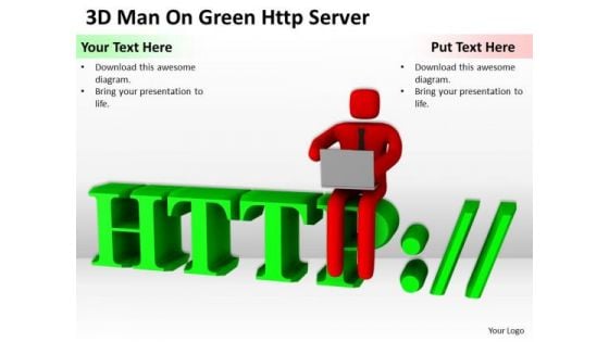 Images Of Business People 3d Man On Green Http Server PowerPoint Slides