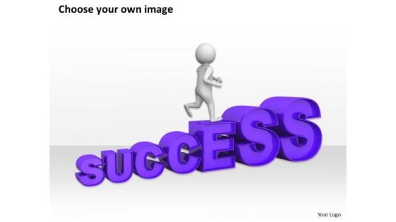 Images Of Business People 3d Man On Success Text PowerPoint Templates Ppt Backgrounds For Slides
