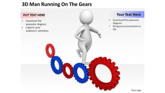 Images Of Business People 3d Man Running On The Gears PowerPoint Templates