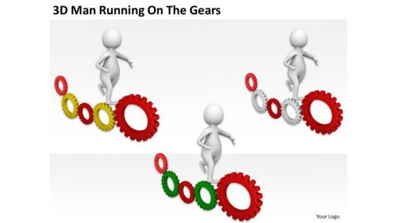 Images Of Business People 3d Man Running On The Gears PowerPoint Templates