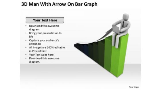 Images Of Business People 3d Man With Arrow On Bar Graph PowerPoint Templates