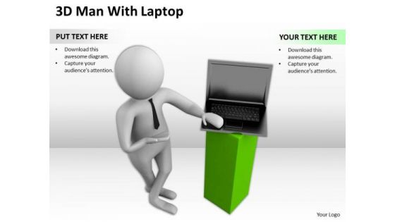 Images Of Business People 3d Man With Laptop PowerPoint Templates