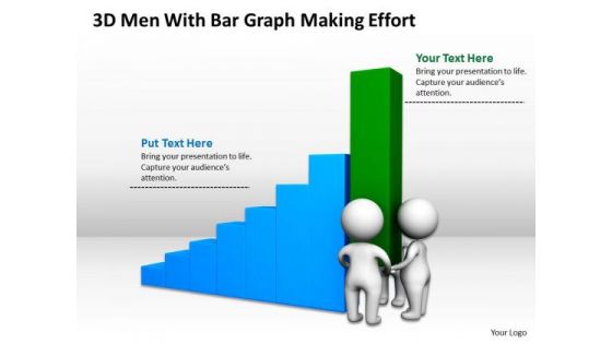 Images Of Business People 3d Men With Bar Graph Making Effort PowerPoint Templates