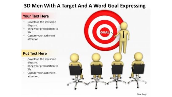 Images Of Business People 3d Men With Target And Word Goal Expressing PowerPoint Templates