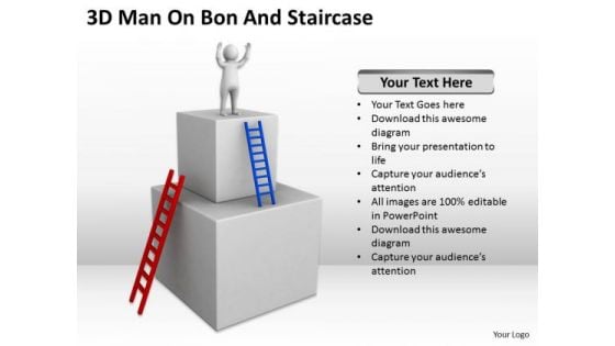 Images Of Business People Man On Bon And Staircase PowerPoint Templates Ppt Backgrounds For Slides