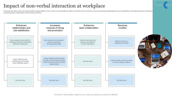 Impact Of Non Verbal Interaction At Workplace Brochure Pdf