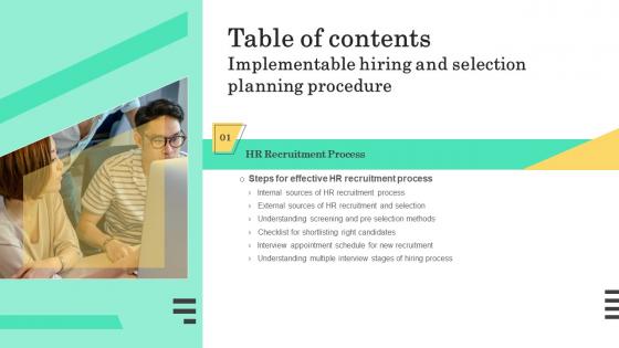 Implementable Hiring And Selection Planning Procedure Table Of Contents Graphics Pdf