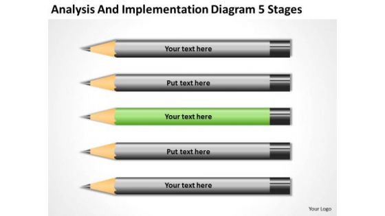 Implementation Diagram 5 Stages Business Plan Executive Summary Example PowerPoint Templates