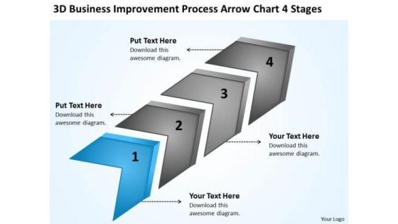 Improvement Process Arrow Chart 4 Stages Franchise Business Plan PowerPoint Templates