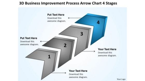 Improvement Process Arrow Chart 4 Stages Ppt Nail Salon Business Plan PowerPoint Templates