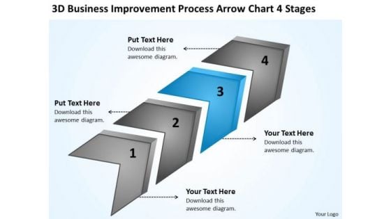 Improvement Process Arrow Chart 4 Stages Startup Business Plan Examples PowerPoint Templates