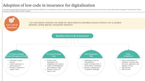 Improving Customer Satisfaction Adoption Of Low Code In Insurance For Digitalization