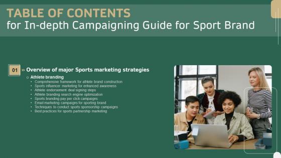 In Depth Campaigning Guide For Sport Brand Table Of Contents Slides PDF