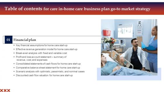 In Home Care Business Plan Go To Market Strategy Table Of Contents Professional Pdf