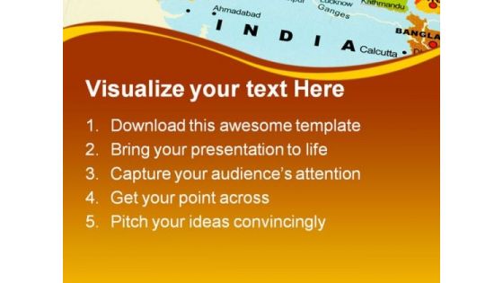 India On Map Globe PowerPoint Themes And PowerPoint Slides 0811