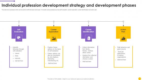 Individual Profession Development Strategy And Development Phases Icons Pdf