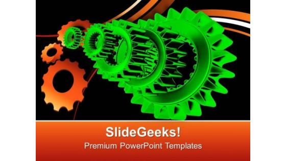 Industrial Gears On Business Background PowerPoint Templates Ppt Backgrounds For Slides 0713