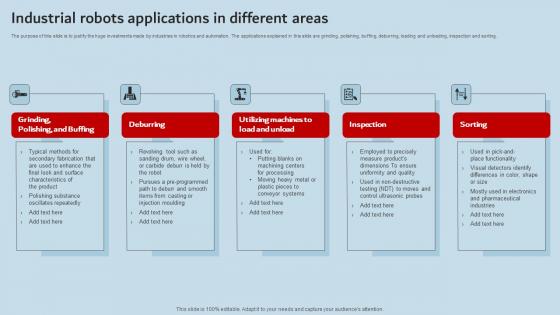 Industrial Robots Applications In Different Areas Industrial Robots Ideas Pdf