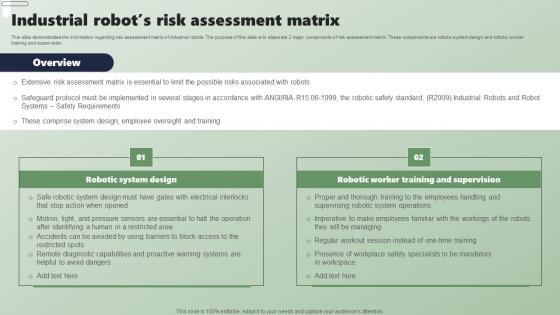 Industrial Robots Risk Assessment Matrix Applications Of Industrial Robots Download Pdf