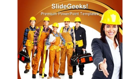 Industrial Workers Construction PowerPoint Templates And PowerPoint Backgrounds 0911