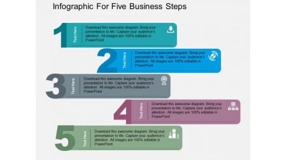 Infographic For Five Business Steps PowerPoint Template