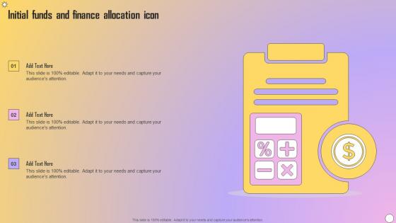 Initial Funds And Finance Allocation Icon Clipart Pdf