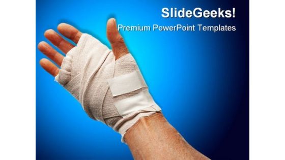 Injured Hand Medical PowerPoint Themes And PowerPoint Slides 0411