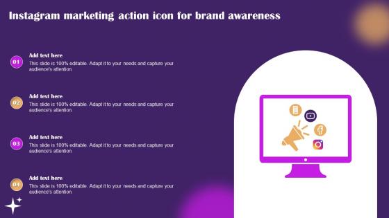 Instagram Marketing Action Icon For Brand Awareness Ppt File Example pdf