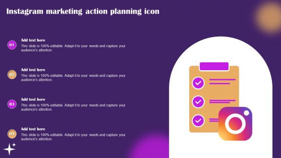 Instagram Marketing Action Planning Icon Ppt File Samples pdf